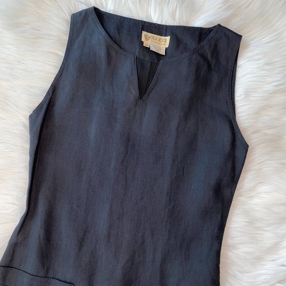 Vintage Gucci Linen Midi Dress - Picture 1 of 10